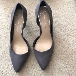 Gray suede heels - like new